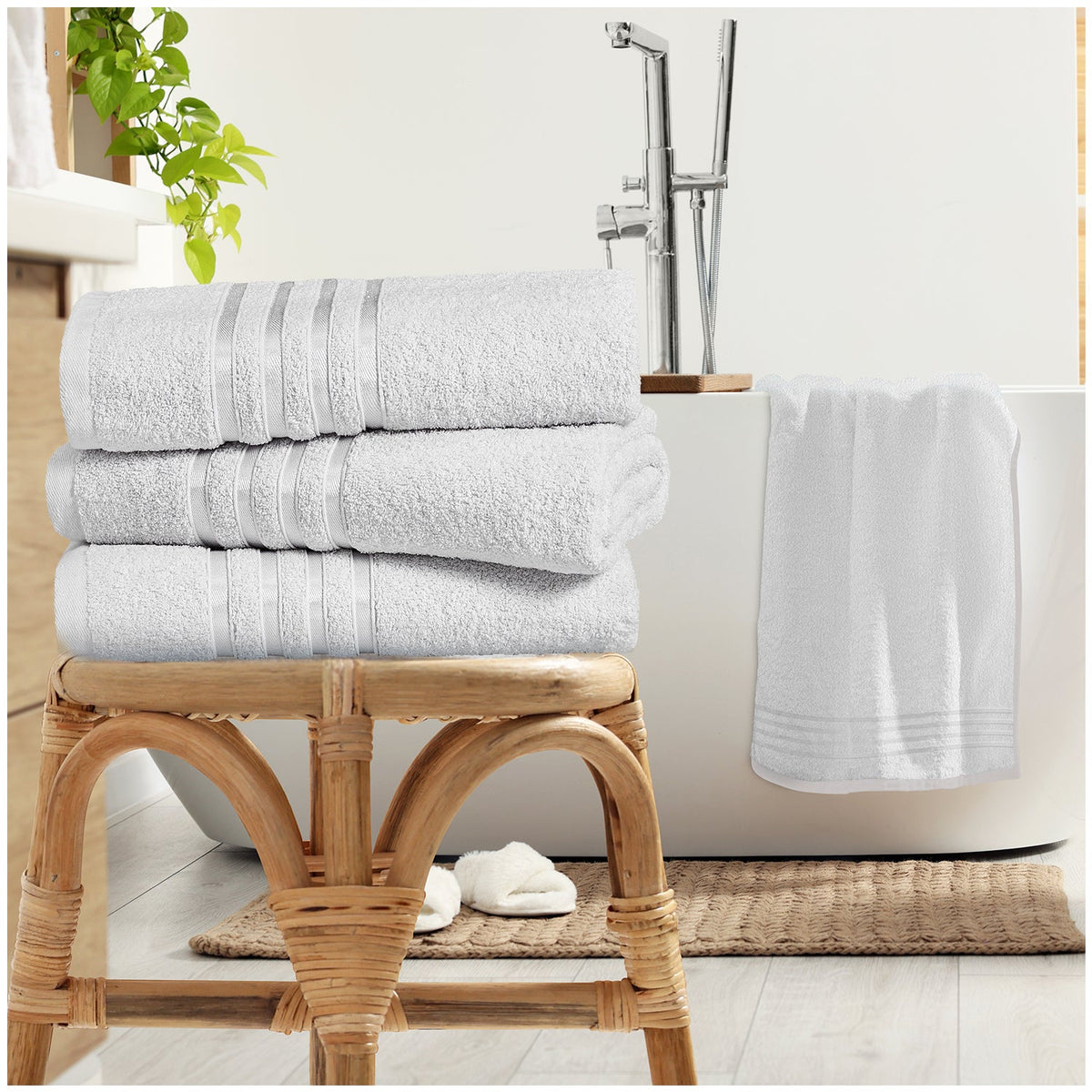White stripe bath sheet