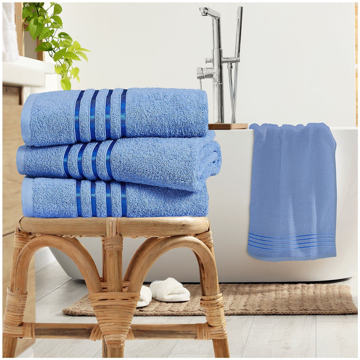 Blue stripe bath sheet