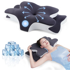 The Cloud Contour Pillow, charcoal and white butterfly memory foam pillow