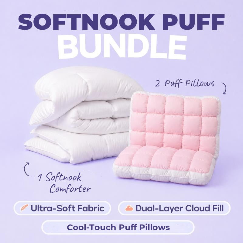 The Puff Bundle: one cloud comforter and two puff pillows
